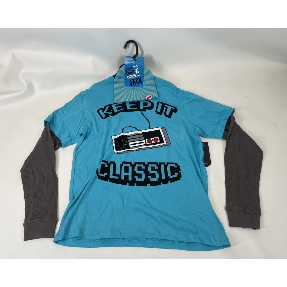 Retro Video Game Shirt‎ Beanie Combo Boys Size XL Blue Jack DMD Keep It Classic